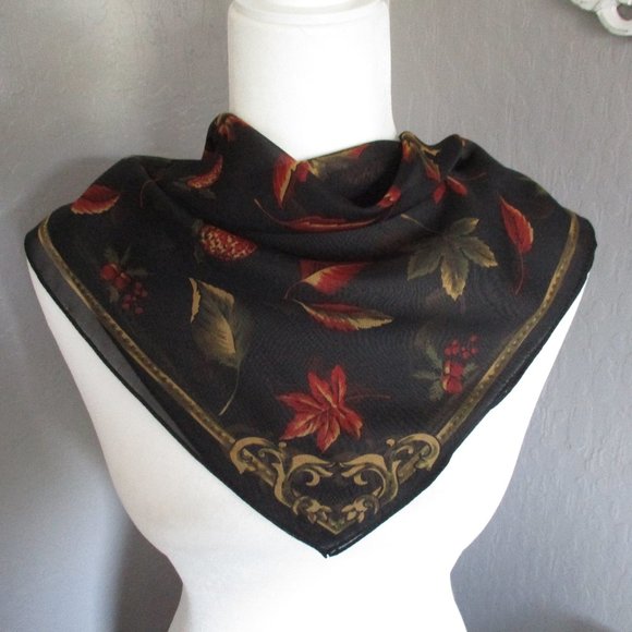 Accessories - Semi sheer fall leaves & berries scarf